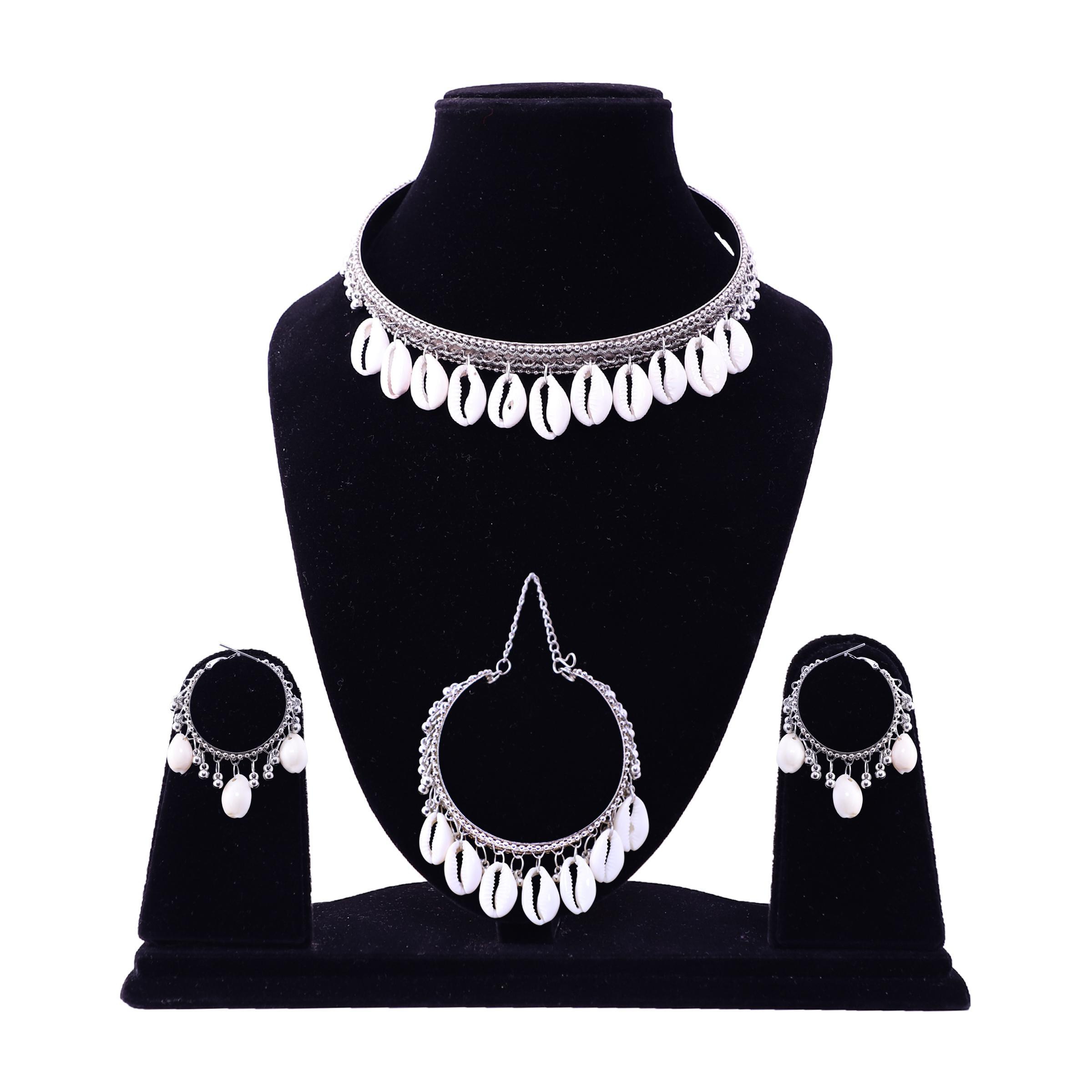 Aradhya Womens Designer Oxidized German Silver Necklace